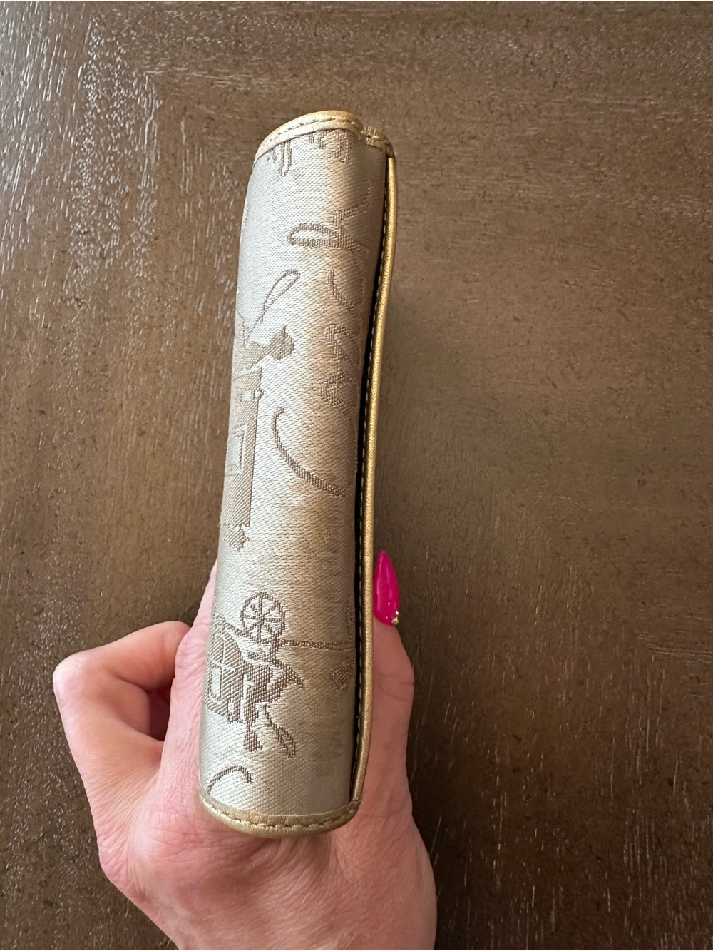 Coach Horse and Carriage fabric and metallic gold leather trim trifold wallet - Picture 7 of 16